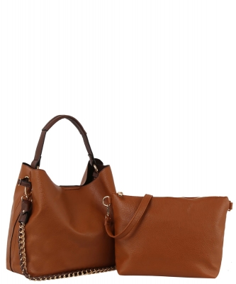 Fashion Chain Strap 2-in-1 Shoulder Bag ME0025M BROWN